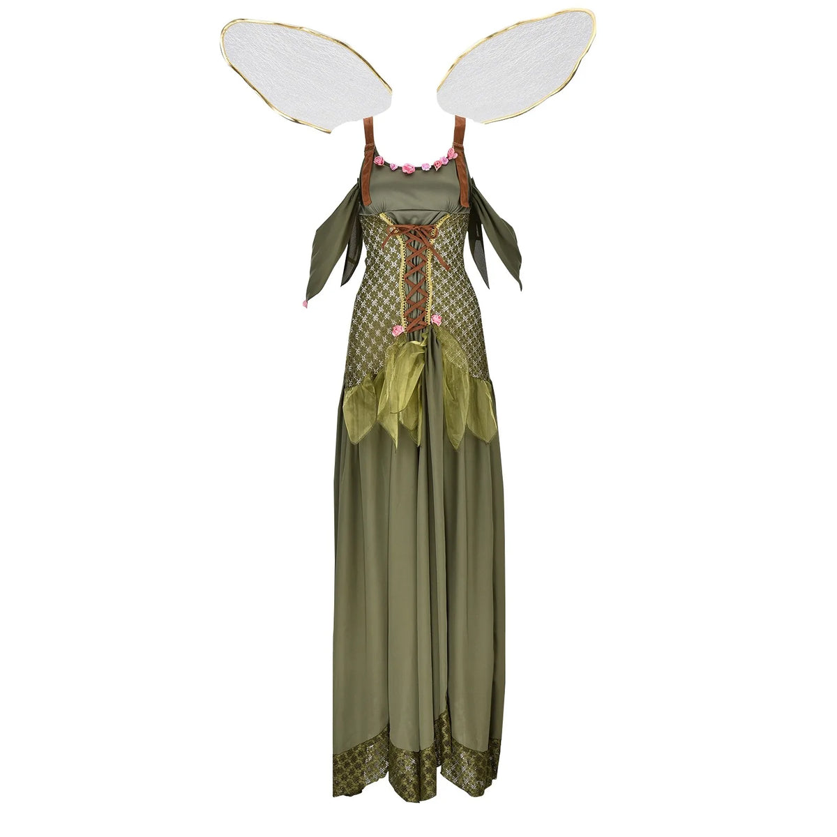 Enchanted Green Fairy Wing Corset Dress
