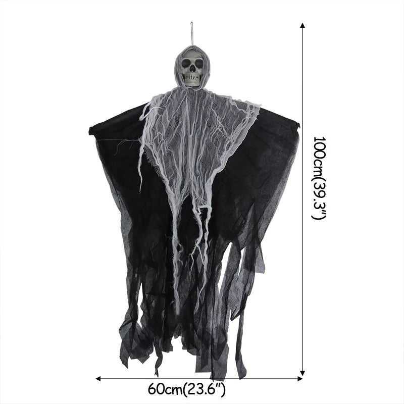 Hanging Skull Ghost Ornament Haunted House