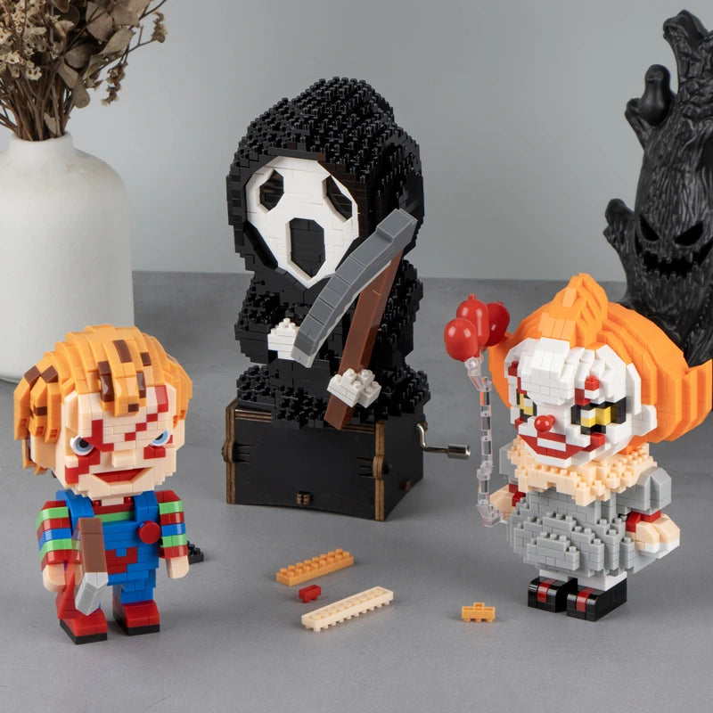“Halloween themed  Halloween building blocks: Handmade death, clowns and horror scenes – creative holiday joy for children!”