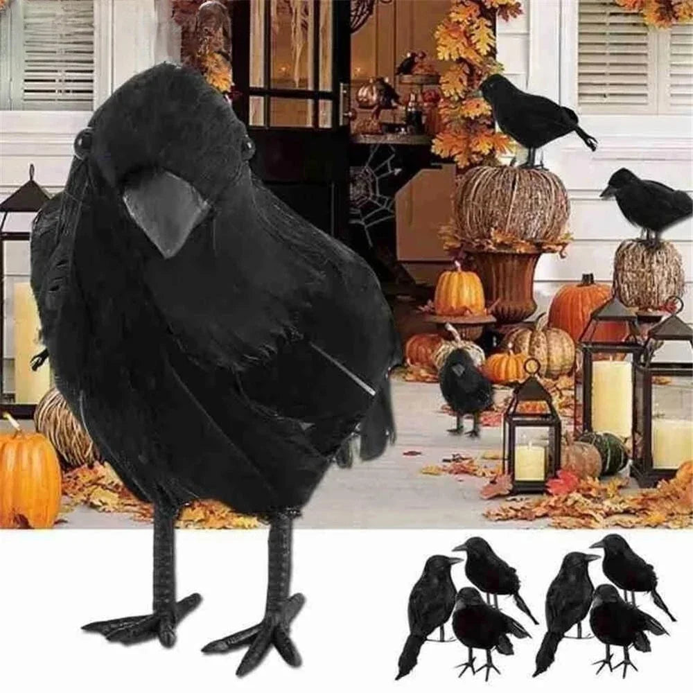 Realistic Black Crow Raven Halloween Decoration