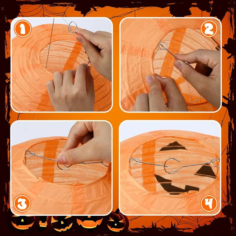 Halloween Pumpkin Lantern Jack O Hanging Paper Lanterns  for Halloween Spooky Home Outdoor Indoor Party Decoration