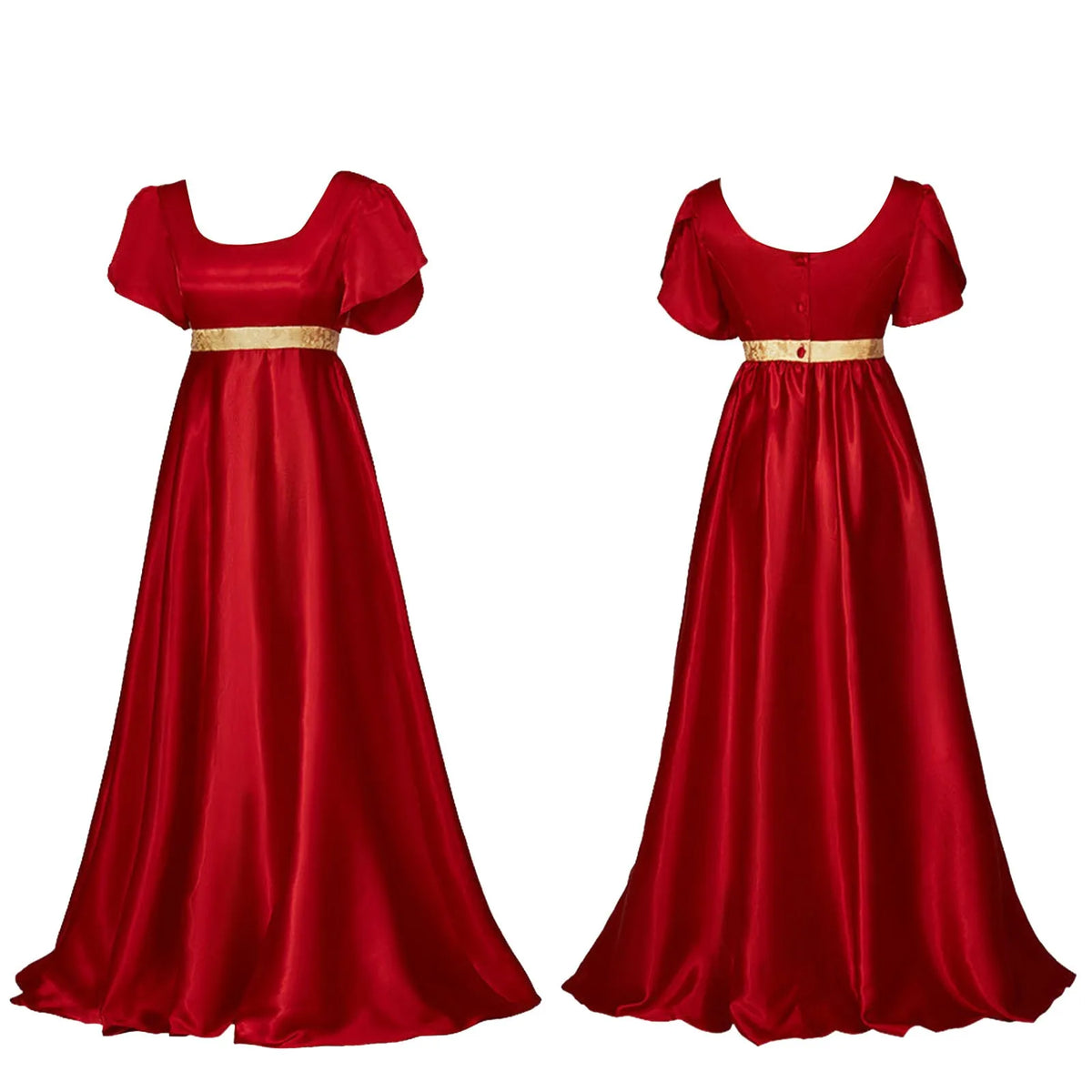 Victorian Empire-Waist Satin Cosplay Dress