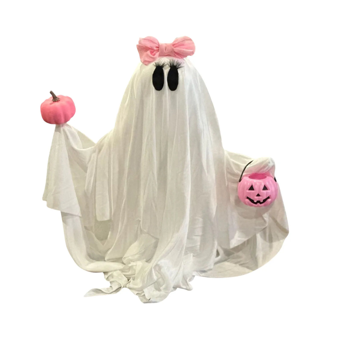 Ghost Holding Pink Pumpkin Halloween