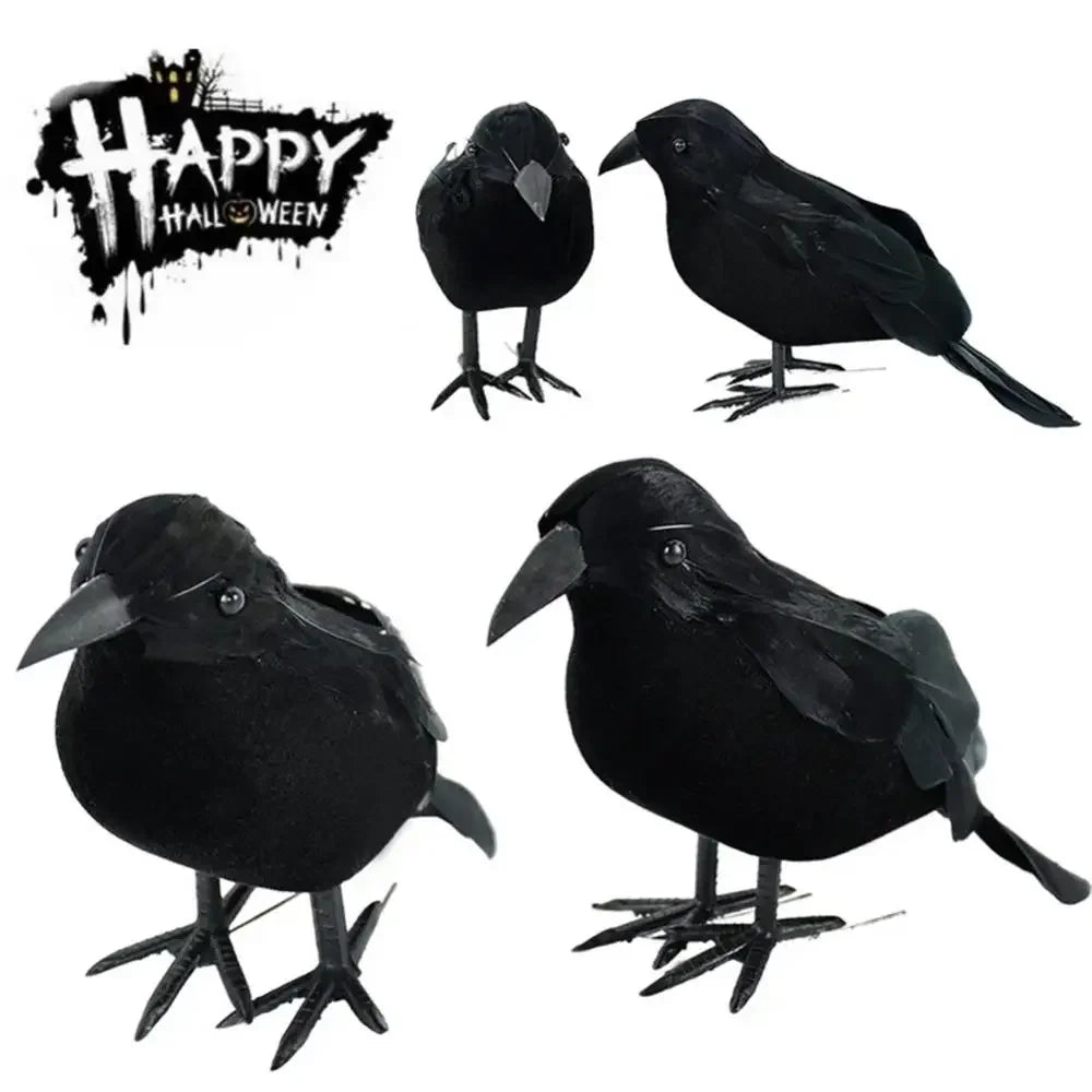 Realistic Black Crow Raven Halloween Decoration