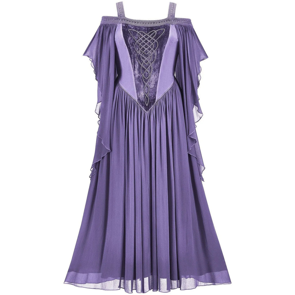 Medieval Batwing Sleeve Embroidered Cosplay Dress